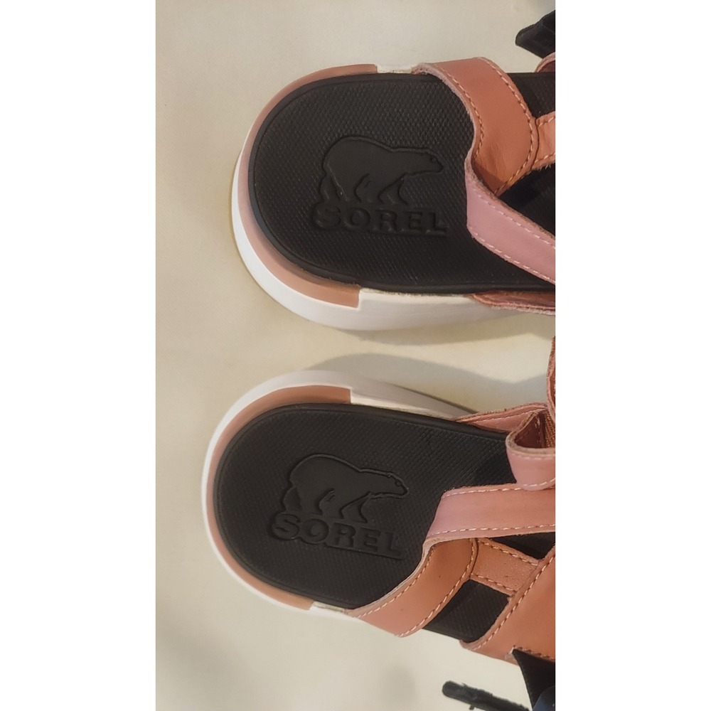 Sorel Womens Eraser Pink & White Kinetic Impact Leather Sling Sandals Size 8 - Picture 9 of 11